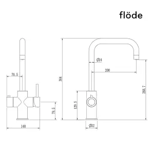 flode Kyld 4 in 1 Instant Boiling & Cold Water Tap with Filtered Chilled Water Matt Black Finish