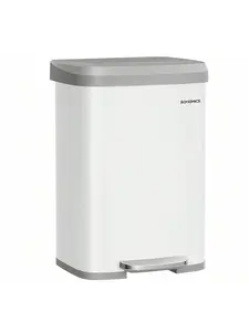 SONGMICS Kitchen Bin, 13 Gallon (50 L) Rubbish Bin, Metal Waste Pedal Bin With Lid, Tall And Large