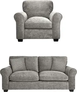 Argos Home Taylor Fabric Chair & 3 Seater Sofa - Grey