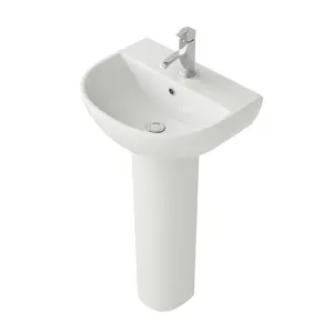 Herald Round 1 Tap Hole Basin & Pedestal Bathroom Sink