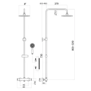 Williams Round Dual Head Thermostatic Shower - Fixed Head & Adjustable Hand Set