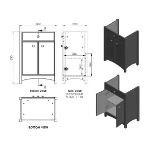 Exbury White Ash Freestanding Vanity unit & basin set (W)610mm (H)835mm