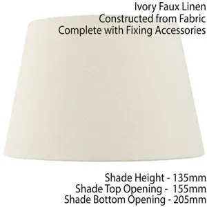 8" Inch Round Tapered Drum Lamp Shade Ivory Linen Fabric Cover Simple Elegant