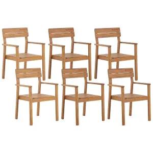 Set of 6 Garden Chairs FORNELLI Acacia Wood Light Wood