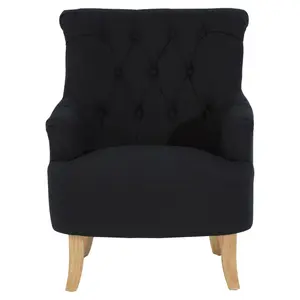 Interiors By Premier High Tufted Back Black Cotton Armchair, Striking Black Upholstered Mid Century Armchair For Livingroom