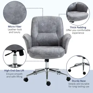 Vinsetto Swivel Computer Office Chair Mid Back Desk Chair for Home, Light Grey