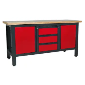 Sealey Work Station With 3 Drawers 2 Cupboards 300kg Capacity Heavy Duty AP1905C