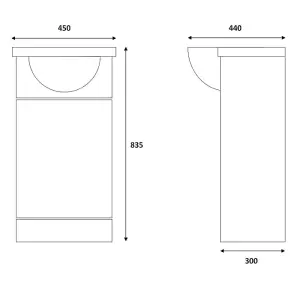 Dezine Velvare 450mm Gloss White Vanity Unit