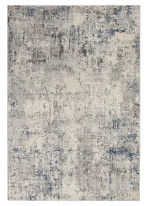 Ivory Grey Blue Modern Abstract Luxurious Jute Latex Backing Rug for Living Room Bedroom and Dining Room-160cm (Circle)