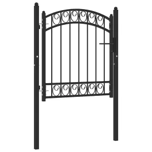 Berkfield Fence Gate with Arched Top Steel 100x100 cm Black