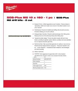 Milwaukee - SDS-Plus Drill Bit 10mm x 100mm - 1 Piece