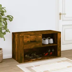 Shoe Cabinet Smoked Oak 80x35x45 cm Engineered Wood