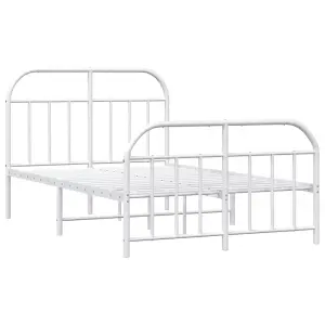 Berkfield Metal Bed Frame with Headboard and Footboard White 120x200 cm