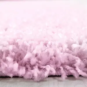 Abaseen 120cm Baby Pink Thick Pile Soft Shaggy Modern Circluar Rug