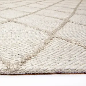 Cream Modern Luxurious Handmade  Geometric Easy to Clean Rug For Bedroom LivingRoom and Dining Room -240cm X 330cm