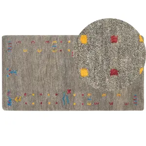 Wool Gabbeh Area Rug 80 x 150 cm Grey SEYMEN