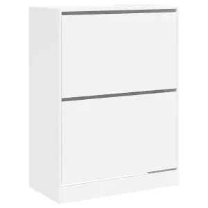 Berkfield Shoe Cabinet with 2 Flip-Drawers White 80x42x108 cm