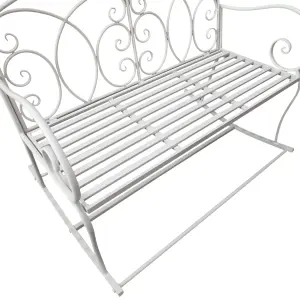 Outsunny 2 Seater Metal Garden Bench Outdoor Rocking Chair Patio White Love Seat