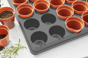 Verve Black & terracotta Pot & tray (L)59.5cm, Set