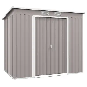 Outsunny 7 x 4ft Metal Garden Storage Shed w/ Double Door & Ventilation Grey