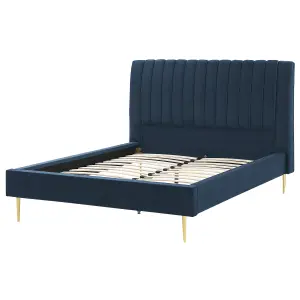 Velvet EU Double Size Bed Blue MARVILLE