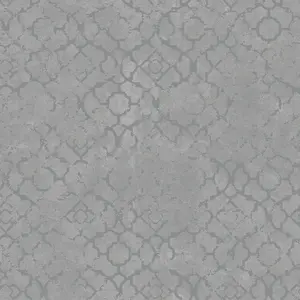 Galerie Emporium Silver Aged Quatrefoil Embossed Wallpaper