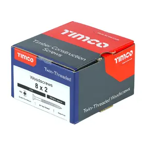 TIMCO Twin-Threaded Countersunk Silver Woodscrews - 8 x 2 (200pcs)