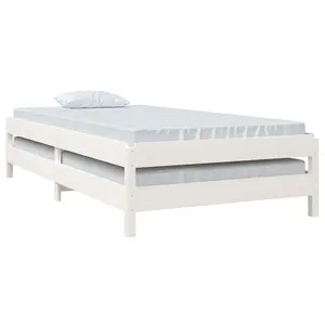 Berkfield Stack Bed White 100x200 cm Solid Wood Pine