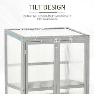 Outsunny Wood Cold Frame Greenhouse Outdoor Indoor PC Board 76 x 47 x 110cm Grey