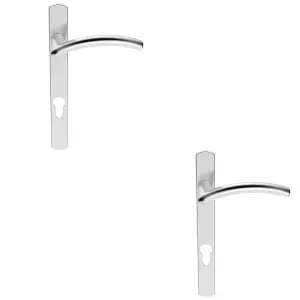 2 PACK - Multi-Point Locking Door Handle EURO PROFILE Slim Arched Satin Chrome RIGHT HAND