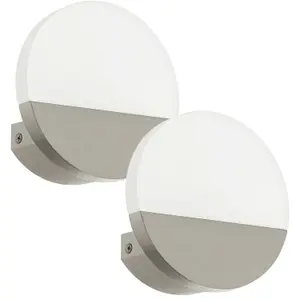 2 PACK Wall Light Colour Satin Nickel Shade Satined Plastic LED 1x4.5W Included