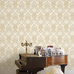 Galerie Opulence Gold Cream Luxury Italian Damask Embossed Wallpaper