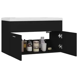 Saona 800mm Single Bathroom Vanity with Integrated Ceramic Basin Black