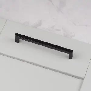 160mm Matt Black Cabinet Handle Square Cupboard Door Drawer Pull Wardrobe Furniture Replacement Upcycle