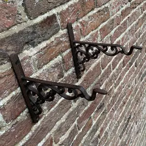 Cast Iron Decorative Hanging Basket Bracket 20cm (Set of 2)