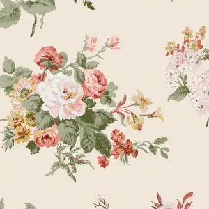 Laura Ashley Rosemore Pale sable Floral Smooth Wallpaper