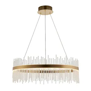 Luminosa Trapani Pendant Ceiling Light Brushed Gold Plated Finish & Clear Glass