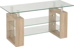 Milan TV Unit in Sonoma Oak Effect Veneer Clear Glass