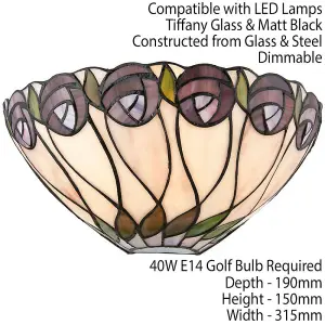 Tiffany Glass Wall Light Cream & Mackintosh Rose Shade Interior Sconce i00248