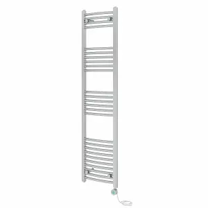 Rinse Bathrooms Electric Heated Towel Rail Curved Chrome Thermostatic Bathroom Towel Radiator with Timer - 1600x400mm