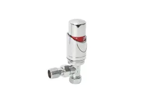 Angle Thermostatic Radiator Valve & Lockshield (Chrome) 15mm x 1/2'' Buy 1 Get 2