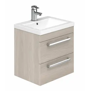 515mm Single Bathroom Vanity with Semi-Recessed Ceramic Basin Light Elm