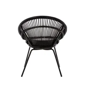 Interiors by Premier Black Washed Natural Rattan Chair, Rustless Rattan Chair, Easy Cleaning Rattan Armchair