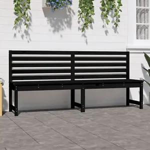 Berkfield Garden Bench Black 201.5 cm Solid Wood Pine