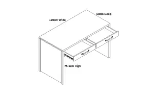 Desk Industrial Computer Home Study 2 Drawers Grey / Pine Effect Weston