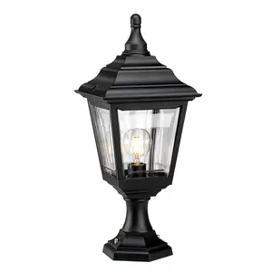 Elstead Kerry 1 Light Outdoor Coastal Pedestal Light Black IP44, E27