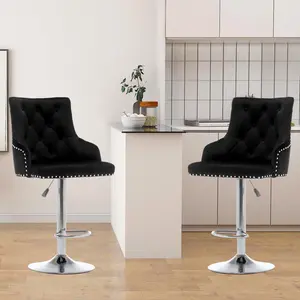 Montevallo Height Adjustable Swivel Bar Stool (Set of 2) Black