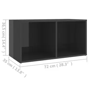 vidaXL TV Cabinet High Gloss Grey 72x35x36.5 cm Engineered Wood