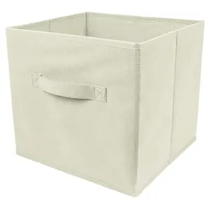 2 Large Square Canvas Cube Storage Box - Foldable - Collapsible Fabric Cubes - Fold Flat When Not In Use