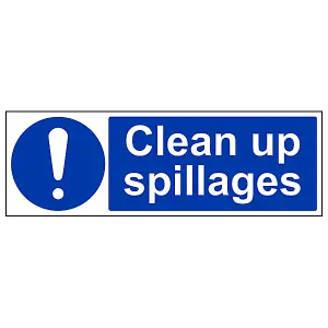 Clean Up Spillages Cleaning Safety Sign - Adhesive Vinyl - 450x150mm (x3)